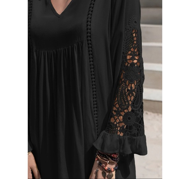 RUSTTYDUSTTY GUIPURE LACE INSERT SMOCK DRESS - Picture 6 of 11